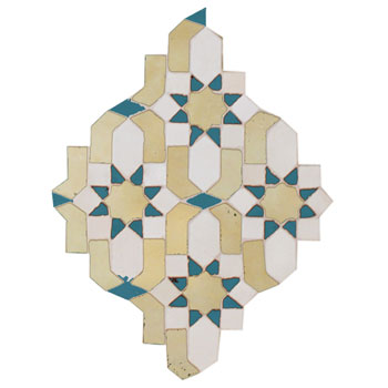 Mosaic House Moroccan tile Dazzle 1-11-28 White Beige Teal  zellige, mosaic, zellij, field, pattern, glaze, intricate, classic, traditional, complex 